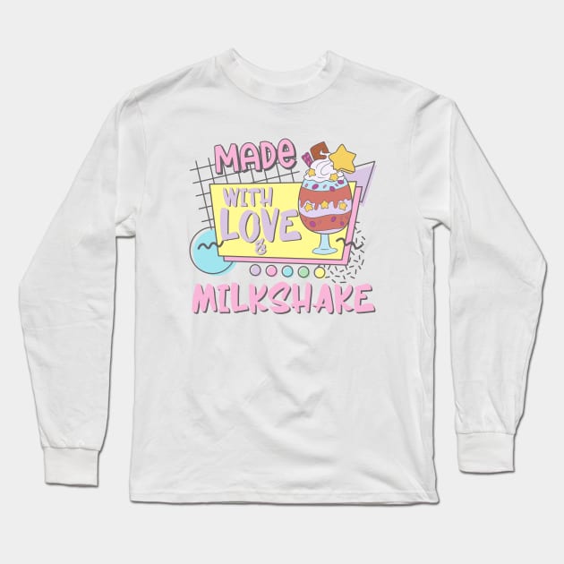 Powered By Love Milkshake Retro 80s 90s Couples Who Loves Milkshakes Long Sleeve T-Shirt by alcoshirts